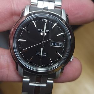 Seiko 5 Automatic Stainless Steel Watch Black Dial SNKK71K1